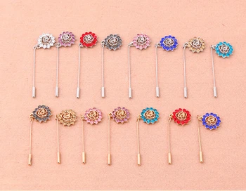 

12 PCS Rhinestone Flower Muslim Hijab Pins Islamic Scarf Safety Pins Mixed Colors PIN39
