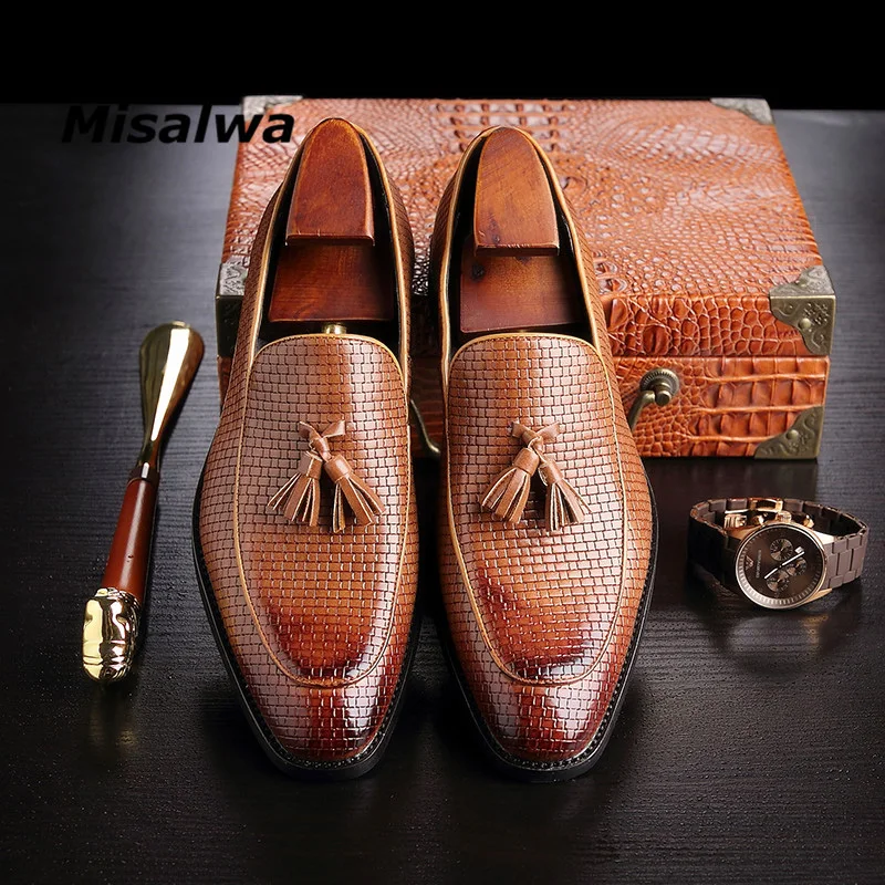 Misalwa/Мужская обувь в британском стиле; свадебные Лоферы ручной работы с кисточками; Мужские модельные туфли; Цвет Коричневый, винный; мокасины; вечерние туфли на плоской подошве