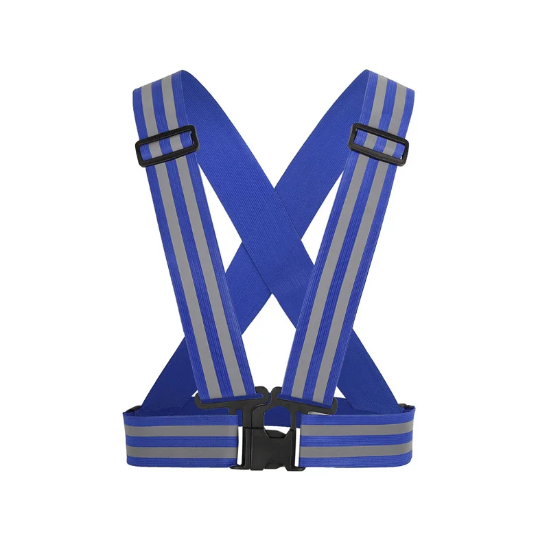blue-5cm-vest Эластичный, розовый, синий, зеленый, оранжевый движения Предупреждение бег безопасности, чтобы вы были заметны для бега для велоспорта отражающий жилет в ночное время - Название цвета: blue-5cm-vest