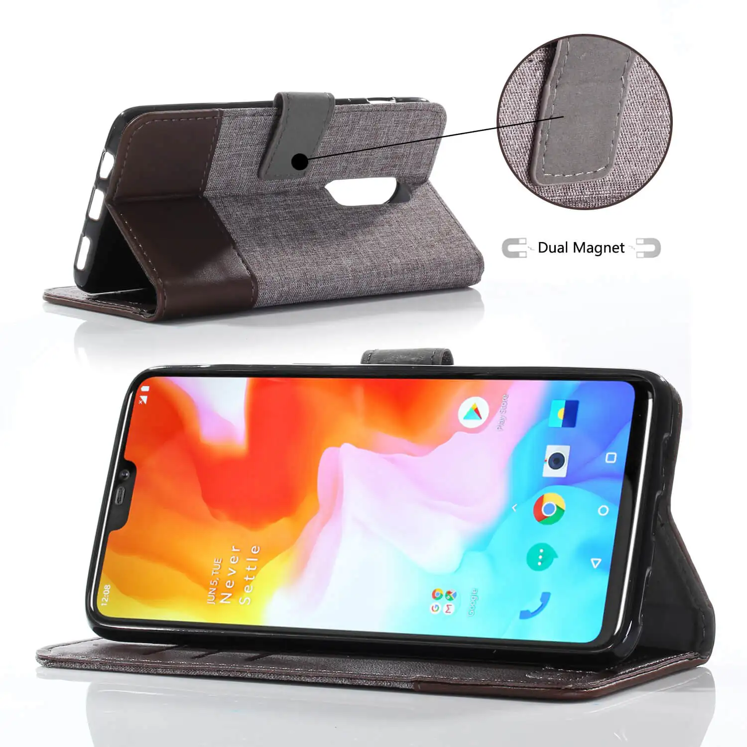 Роскошный джинсовый кожаный чехол для OnePlus 6 5T 5 3T 3 бумажник MOTO G5 Plus G5S G4 X4 M Nokia 2 7 8 2018