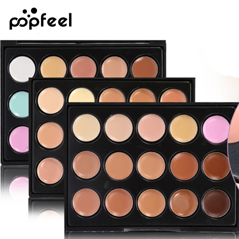 Popfeel 15 Colors Foundation Face Contour Palette Bronzer Corrector