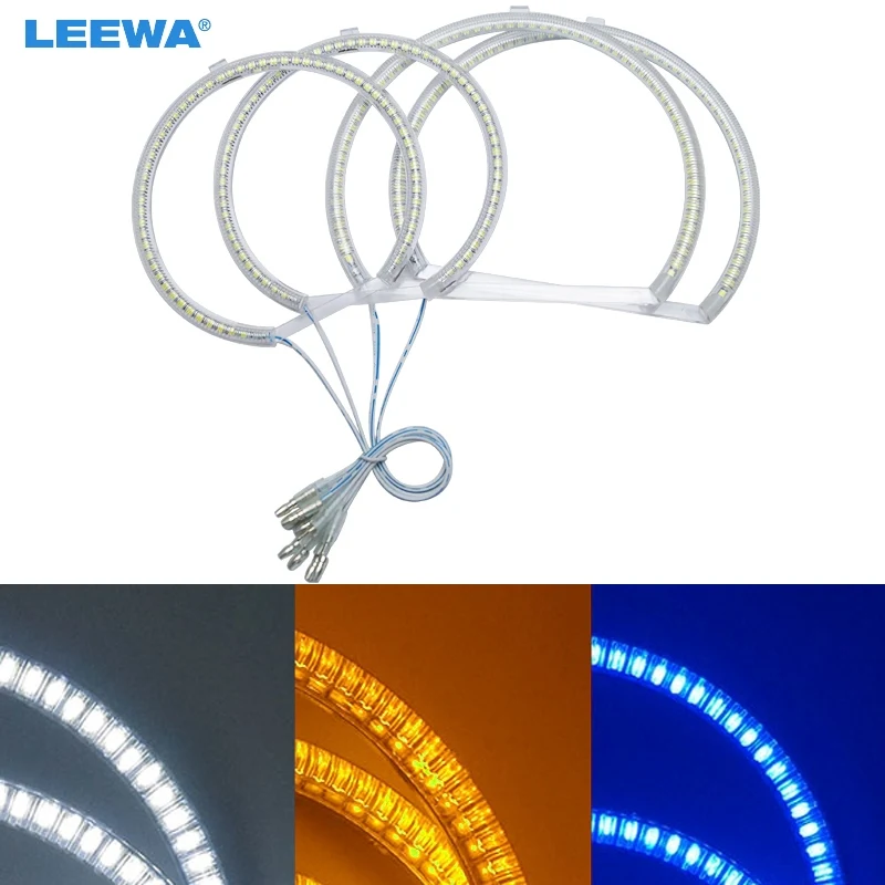 LEEWA 2x127 5 мм 2x158мм 4 шт./компл. Автомобильные светодиодные кольца с ореолом Angel Eyes DRL
