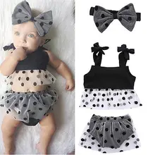 New Newborn Baby Girls Clothes Summer Beach Dress Tops Shirt Polka Dot Cute Pants Outfits Set Sunsuit Lovely Swimwear Girl