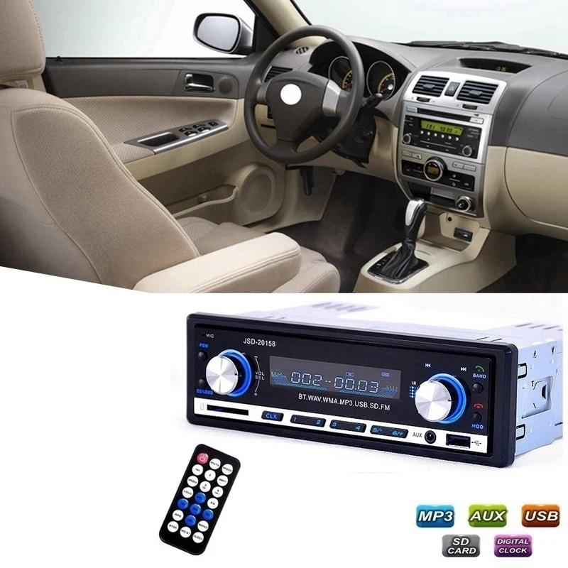 

In-Dash 1 DIN Car Radio 12V Car Stereo FM Radio MP3 Audio Player Support Bluetooth Phone with USB/SD MMC Port
