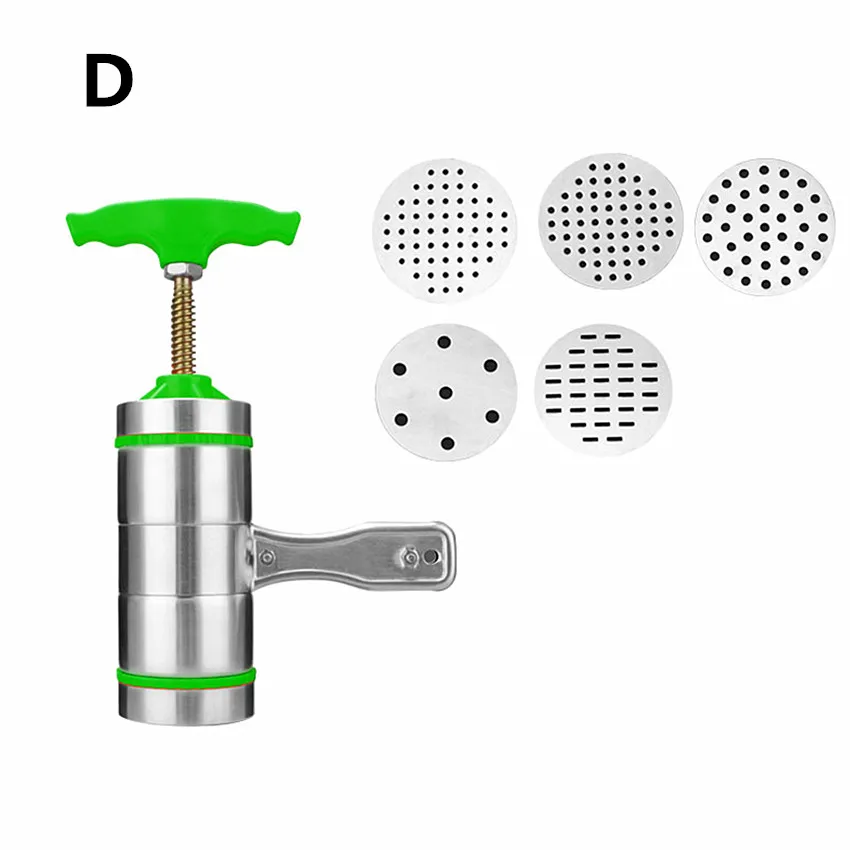 Ручной прибор для лапши из нержавеющей стали машина для изготовления макарон соковыжималка для овощей и фруктов пресс-устройство Spaetzle спагетти форма - Цвет: D