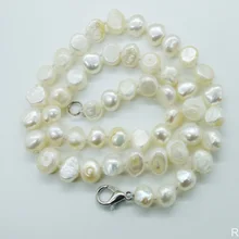 8-9 мм Настоящее барокко пресноводный жемчуг ожерелье/белый/розовый/серый 17 дюймов(есть номер отслеживания по всему миру
