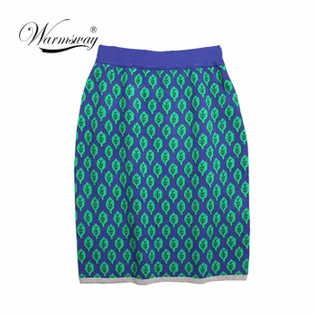 

Autumn Winter Women leaf Jacquard Knitted Pencil Skirts Stretch High Waist Knee Length Slim Office Lady Bodycon Skirt B-131