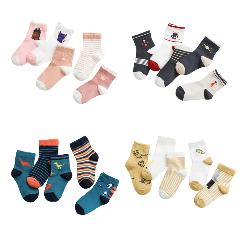 

5 Pairs Kids Socks Children Autumn Winter Cartoon Socks Sport Kawaii Colorful Boy Girl Sock Set