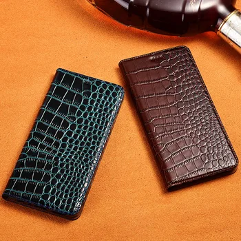 

Natural Genuine Leather Cover Case For Xiaomi Redmi 7 / Redmi Note 6 7 8 Pro Crocodile Grain Flip Stand Phone Cover Case