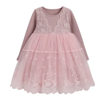 

Autumn winter Girls Dress 2019 Casual Long Sleeves laceMesh Kids Dresses For Girl Autumn Clothing Cute Princess Dress