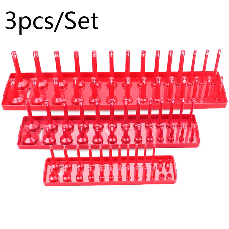 

3PCS/Set 1/4" 3/8" 1/2" Garage Storage Tool Rack Holder Home Socket Tray Plastic Organizer Accessories Shelf Stand Metric SAE