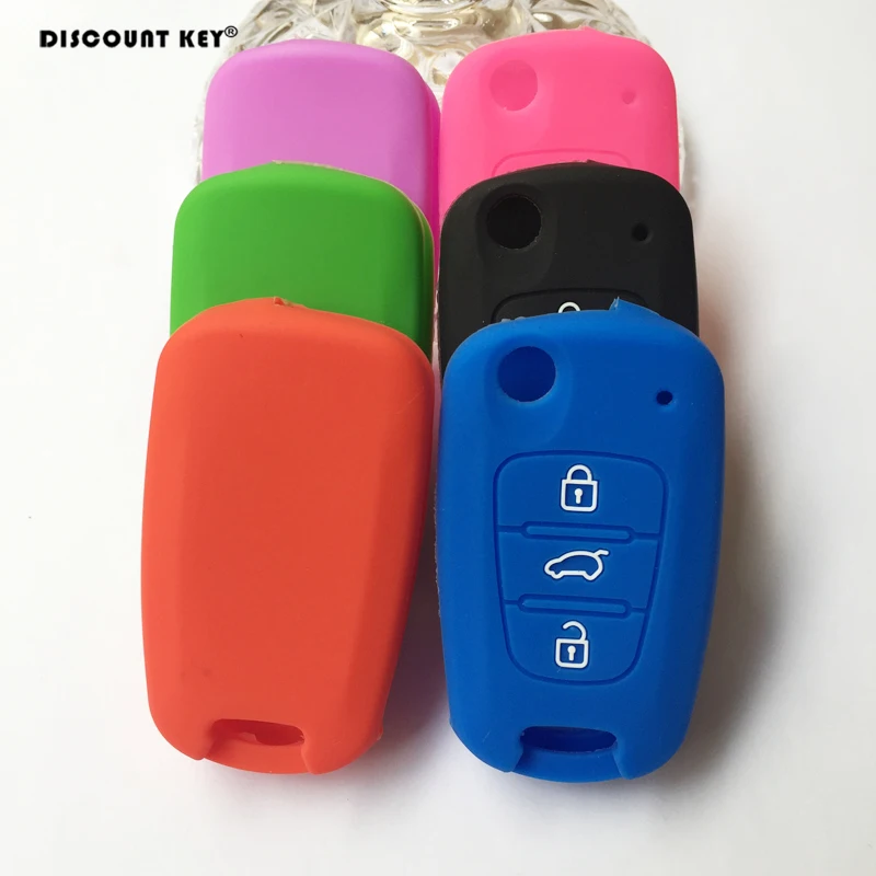 

Silicone car key case for kia K2 K5 Sportage For Hyundai i20 i30 i35 iX20 iX35 folding key 3 buttons flip key shell