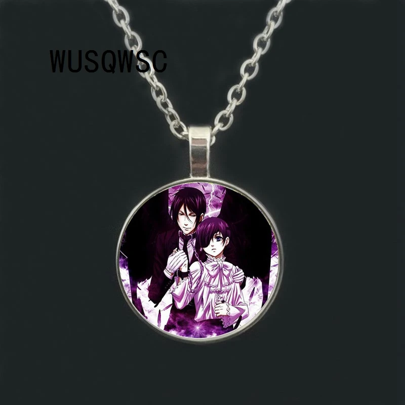 WUSQWSC Черный Дворецкий стеклянный кабошон для кулона ожерелье Kuroshitsuji Ciel Phantomhive
