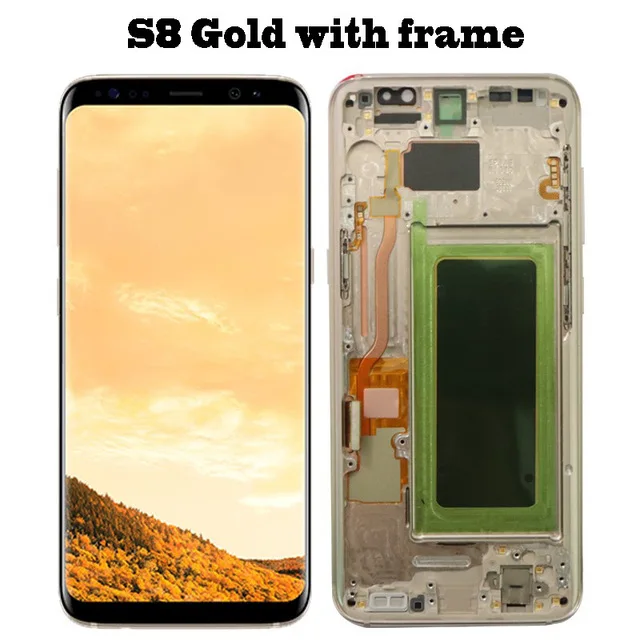 С надписями «Original» и «ожог-тени Дисплей для samsung S8 плюс G955 G955F S8 G950F G950W ЖК-дисплей Сенсорный экран Digitizer Замена с рамкой - Цвет: S8 Gold With Frame