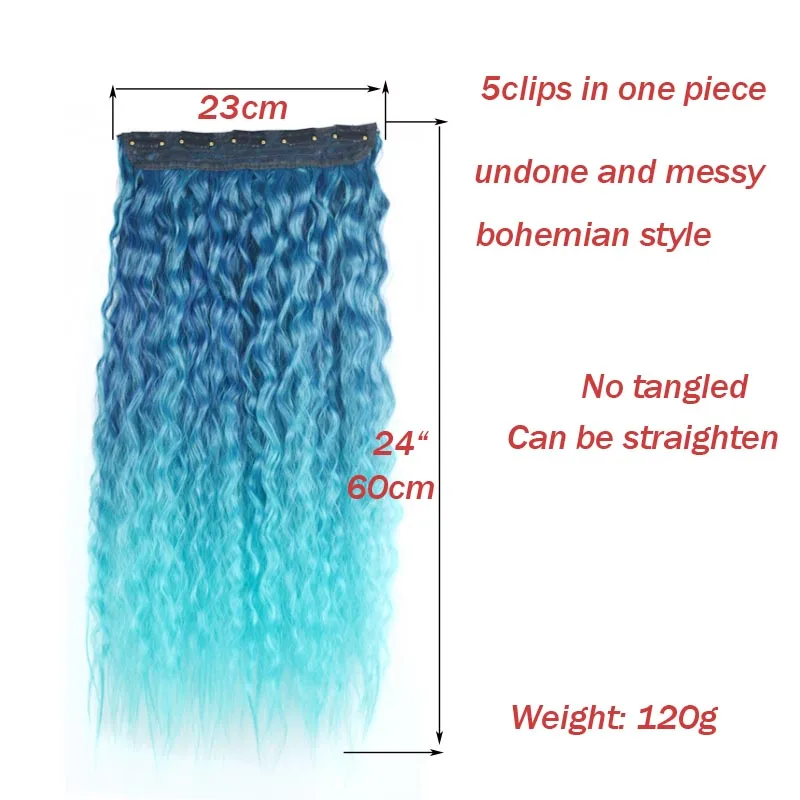Jeedou кудрявые синтетические волосы на заколках, один кусок, волосы для наращивания, синий, серый, градиент, градиентный цвет, реквизит для косплея, шиньоны