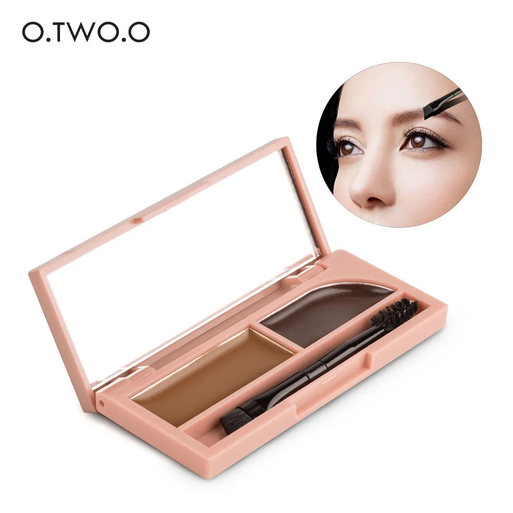 

O.TWO.O 2 in 1 Brown Black Eye Brow Powder Waterproof Makeup Eye Liner Gel Lasting Eyebrow Eye Brow Cream Cosmetic Brush+Mirror