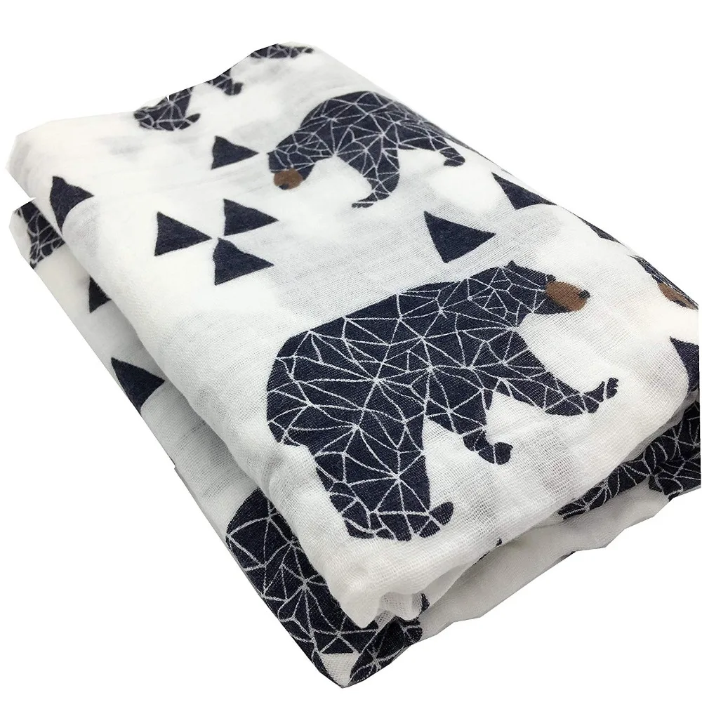 70% бамбуковое волокно + 30% хлопок муслин Одеяло черный медведь мягкая Пеленальный Обёрточная бумага для новорожденных Одеяло s Ванна