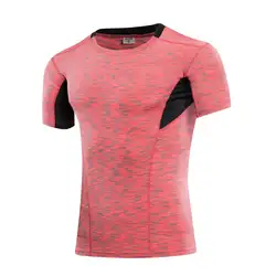 Летняя мужская Спортивная рубашка с коротким рукавом quick dry Slim Fit Running T Shirt Sports Топ для тренировок мужская одежда