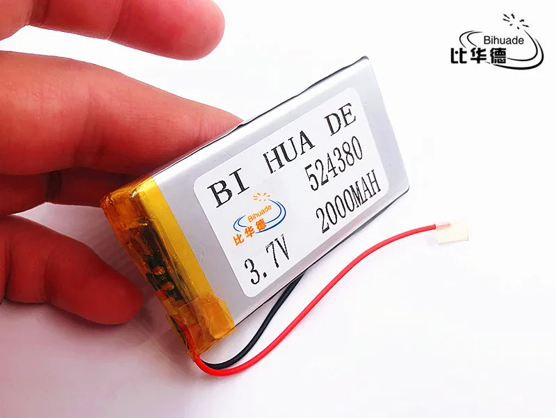 Li-Po 3,7 V 2000 mAh 524380 литий-полимерный Li-Po Li ion Перезаряжаемые Батарея клетки для Mp3 MP4 MP5 gps