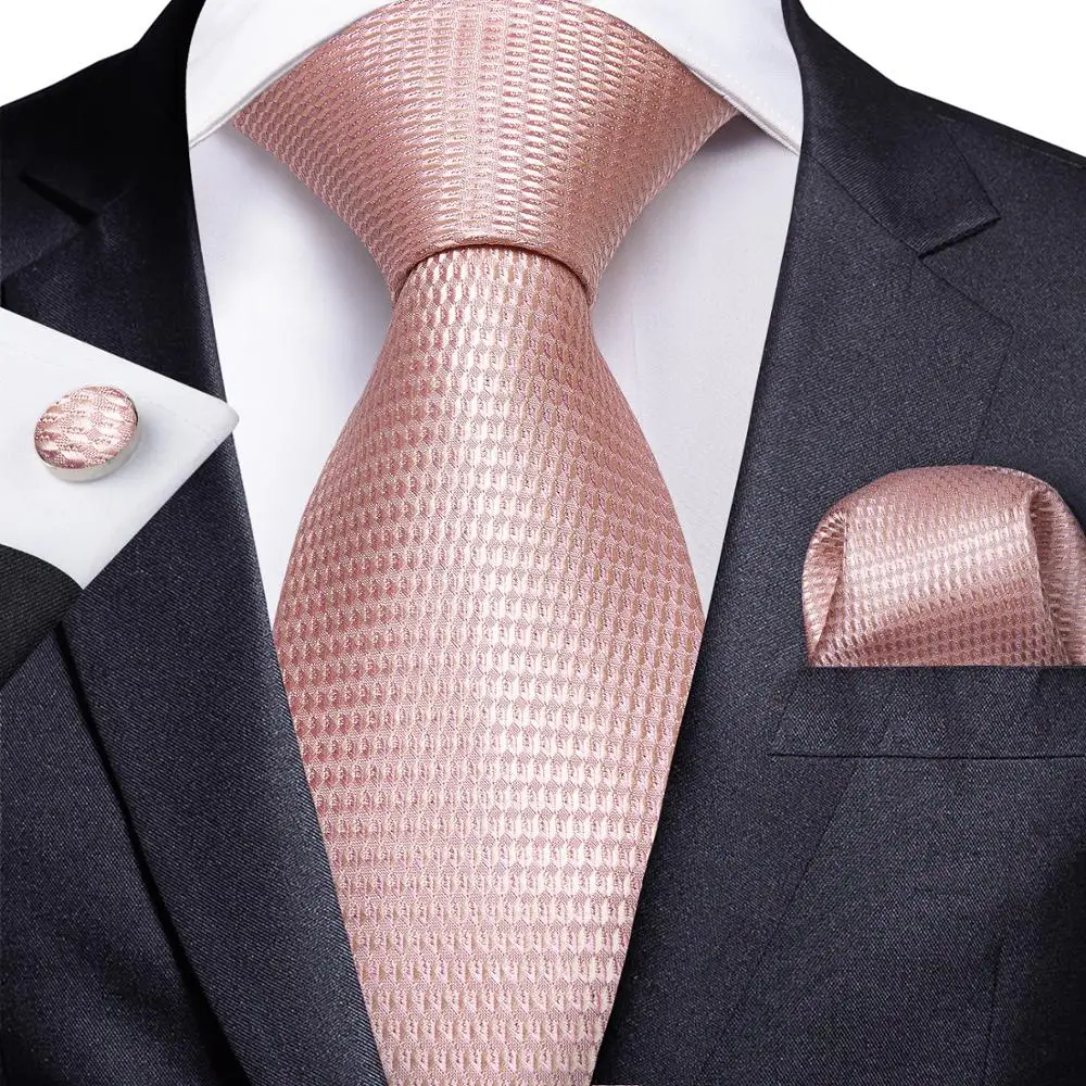 SJT-7195 DiBanGu персиковый розовый мужской галстук шелковые галстуки для мужчин Свадебная деловая Вечеринка Шеи Галстук платок Запонки галстук набор