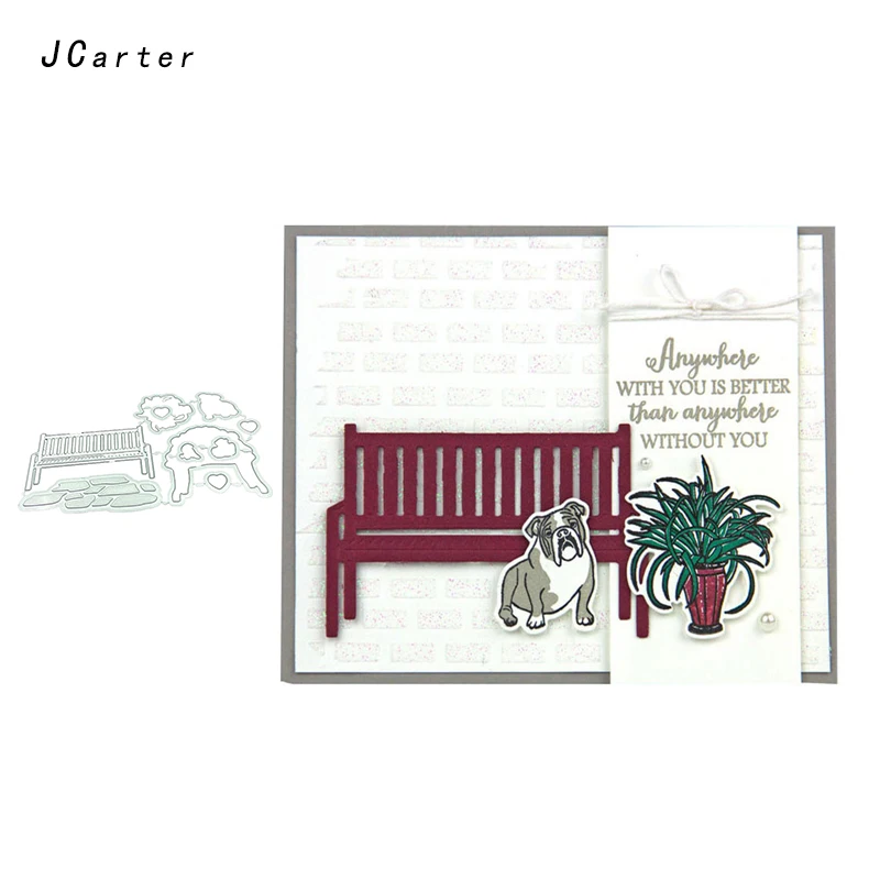 

JC Metal Cutting Dies and Stamps Stencil Bench Dog Flower Pot Craft Cut Die Scrapbook DIY Handmade Album Paper Cards Decor Dies