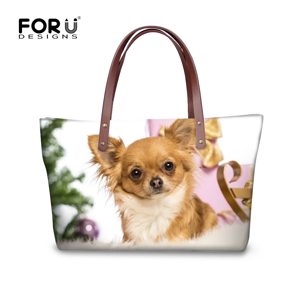 

FORUDESIGNS Tote Shoulder Bags Women Cute 3D Chihuahua Dog Print Large Handbag Luxury Messenger Bag for Teen Girls Casual Travel
