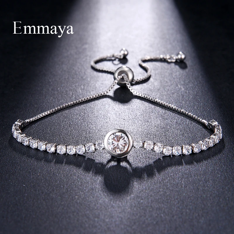 EMMAYA-pulsera de circonia cúbica con encanto de circón para mujer, brazalete de cadena ajustable, joyería de mujer