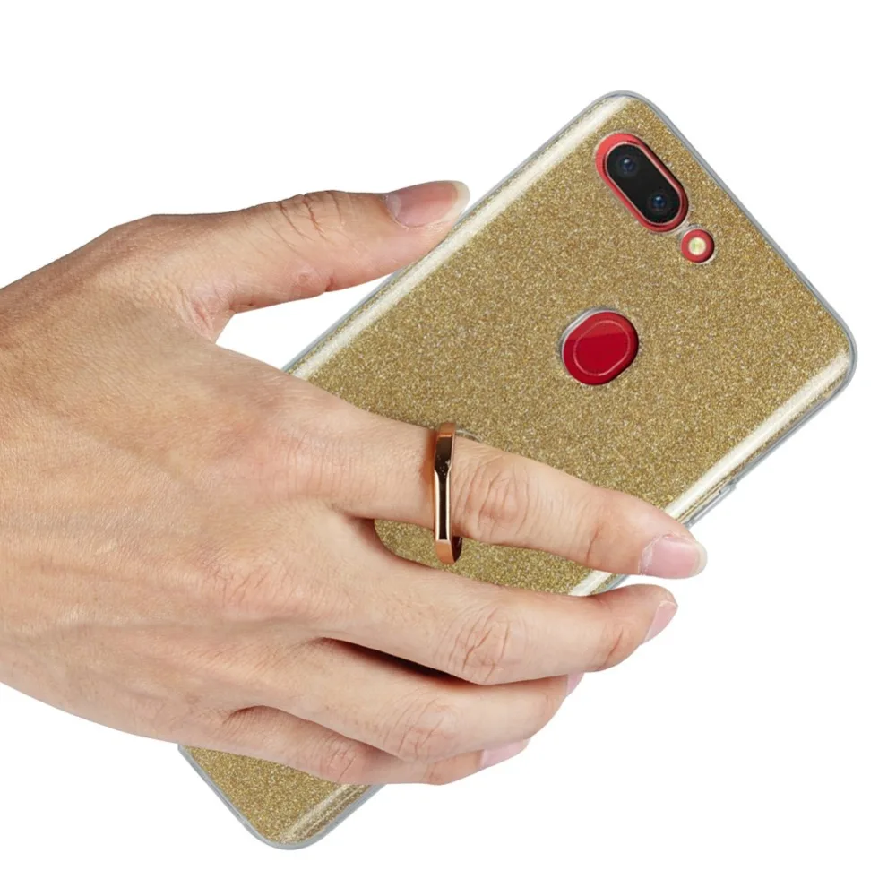 Чехол для OPPO R15/R15 Pro/R15 Dream мягкий TPU с кольцом пальца подставкой блестящий чехол