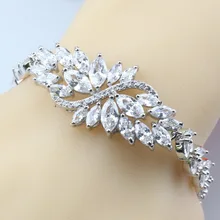 9-Цвет Цветок 925 пробы Серебряные Ювелирные изделия Белый австрийские стразы Циркон Регулируемая цепь браслет Длина 20 см