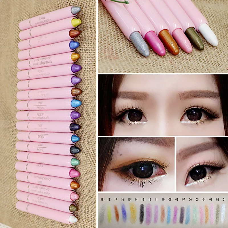 Maquiagem Eyeshadow Eyeliner Glitter Pearl White Light Pen 19 Colour