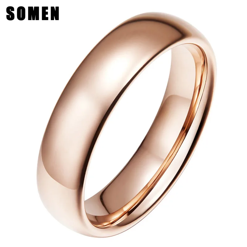 

Somen 6MM Rose Gold Tungsten Ring For Women Smooth Hand Polishing Custom Name Wedding Anniversary Female Jewelry