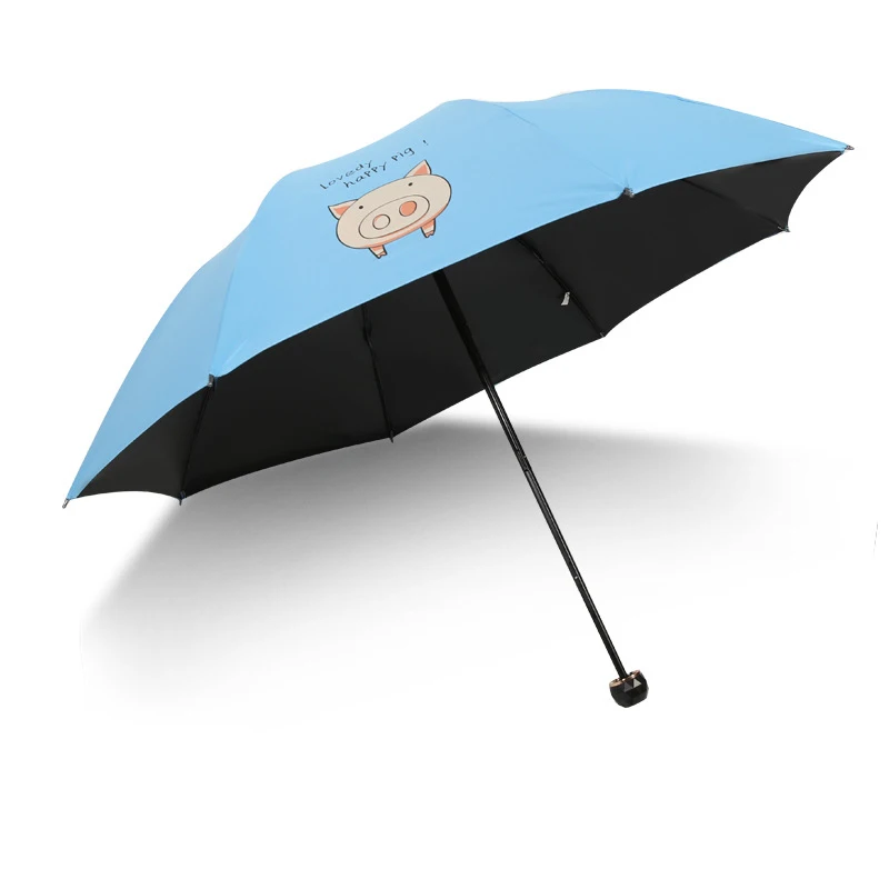 Детский зонт с милой Свинкой из мультфильма, Солнцезащитный зонт, женский складной студенческий зонт, красивая форма, солнечный и дождливый - Цвет: Blue
