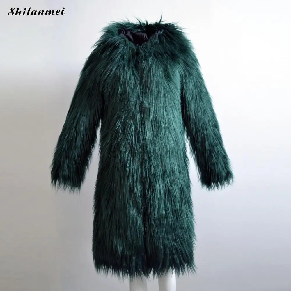 Зимнее пальто из искусственного меха лисы белого кролика, Женское пальто средней длины размера плюс, пальто из искусственного меха Casaco De Pele Falso Feminino