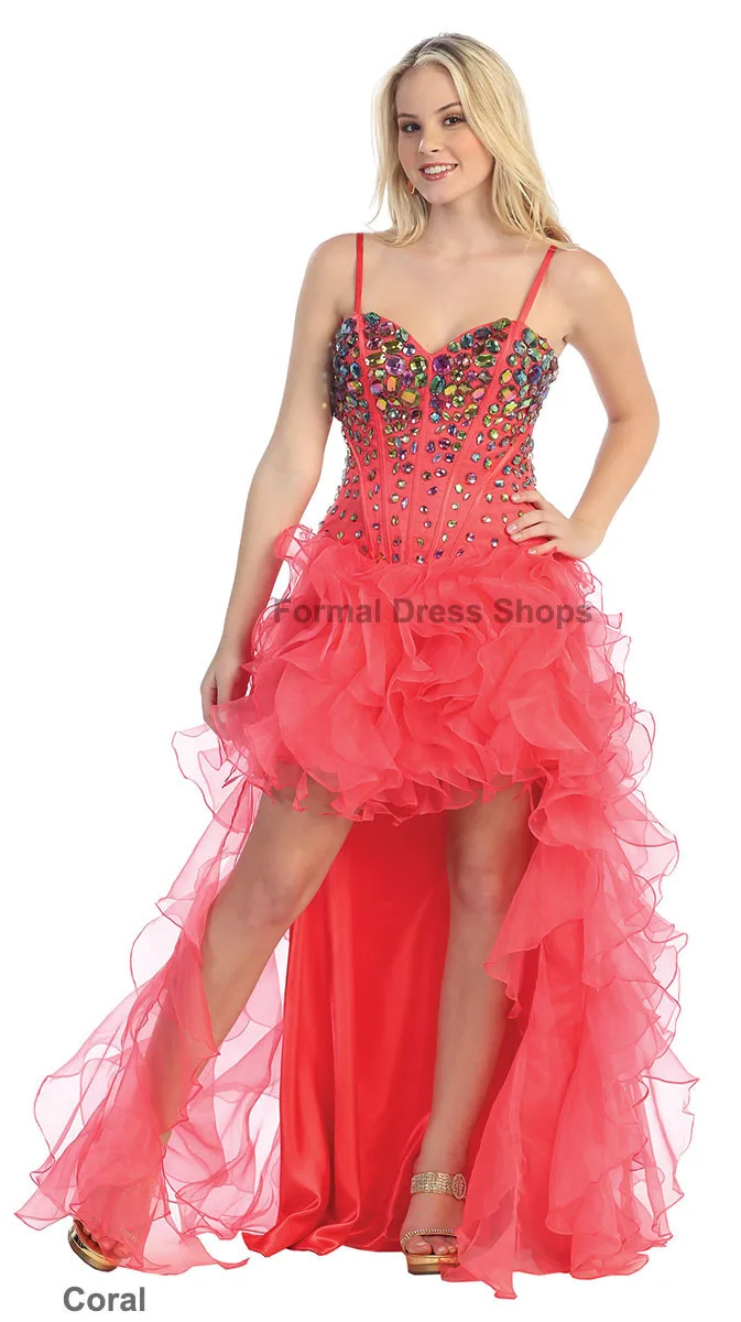 

free shipping 2014 custom crystal sweetheart HIGH LOW PROM ENGAGEMENT GOWN FORMAL EVENING PAGEANT SPECIAL OCCASION GOWNS SEXY
