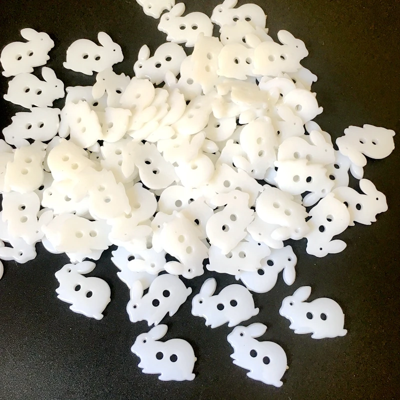 

50pcs white color plastic rabbit shape buttons for craft sewing children clothing