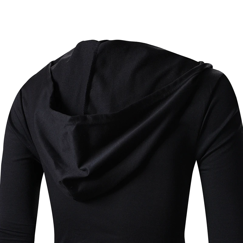 Men Hooded Jacket Black Gown Zipper Hoodie Sweatshirts Hip Hop Mantle Long Sleeves Wizard Cloak Solid Color Coats Outwear Cotton