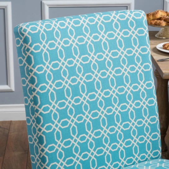Helran Contemporary Blue/White Fabric Dining Chair (Set of 2) (1)