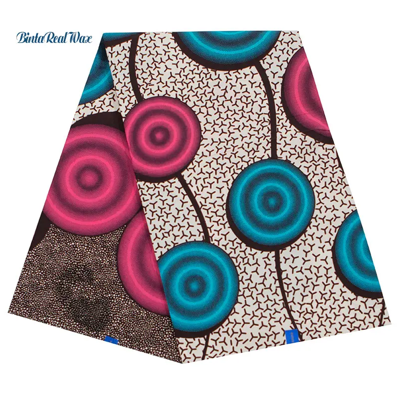 

2019 New 100% Cotton African Ankara Java Wax Fabric for Dress 6 Yards/pc African binta Real Wax hollandais Print Fabric 40fs1296