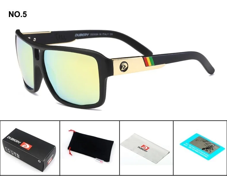 DUBERY новые модные мужские поляризованные солнцезащитные очки для вождения зеркальные Винтажные Солнцезащитные очки для женщин Квадратные ретро спортивные роскошные брендовые - Цвет линз: 5