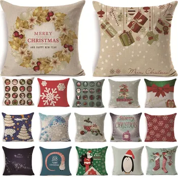 

1Pcs 43*43cm Christmas Gifts Flower Pattern Cotton Linen Throw Pillow Cushion Cover Car Home Sofa Decorative Pillowcase 40487