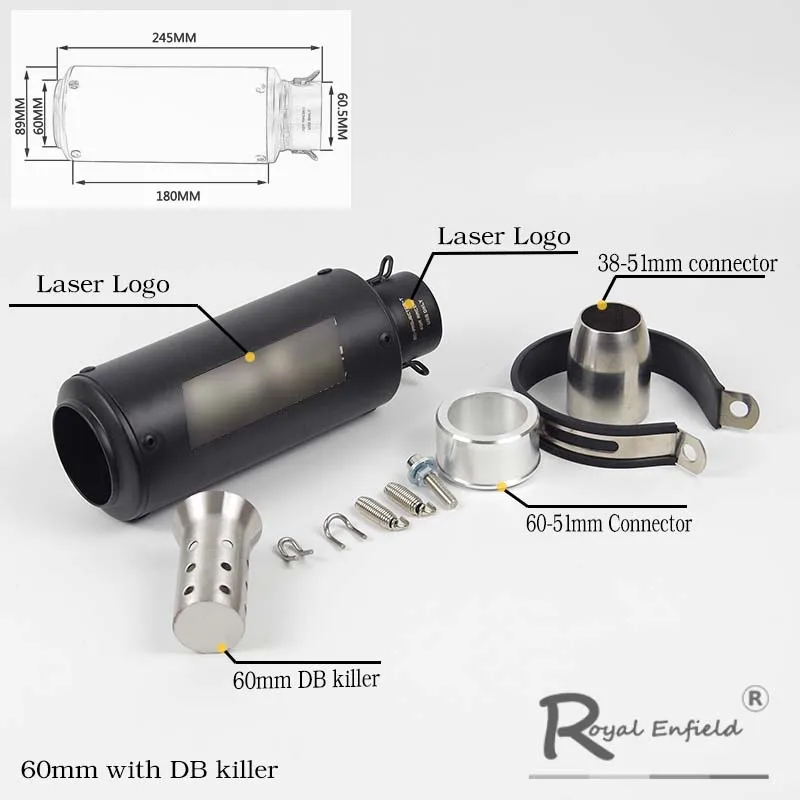 51 мм 60 мм лазерная маркировка универсальный глушитель выхлопной трубы мотоцикла подходит для большинства мотоциклов YAMAHA R25 R30 для Kawasaki Z750 Z800 - Цвет: 16