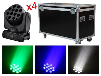 

4pcs/lot+flightcase, LED Beam Moving Head 12x10w RGBW 4in1 Quad Light Stage Lighting professional concert ktv dj club disco dmx