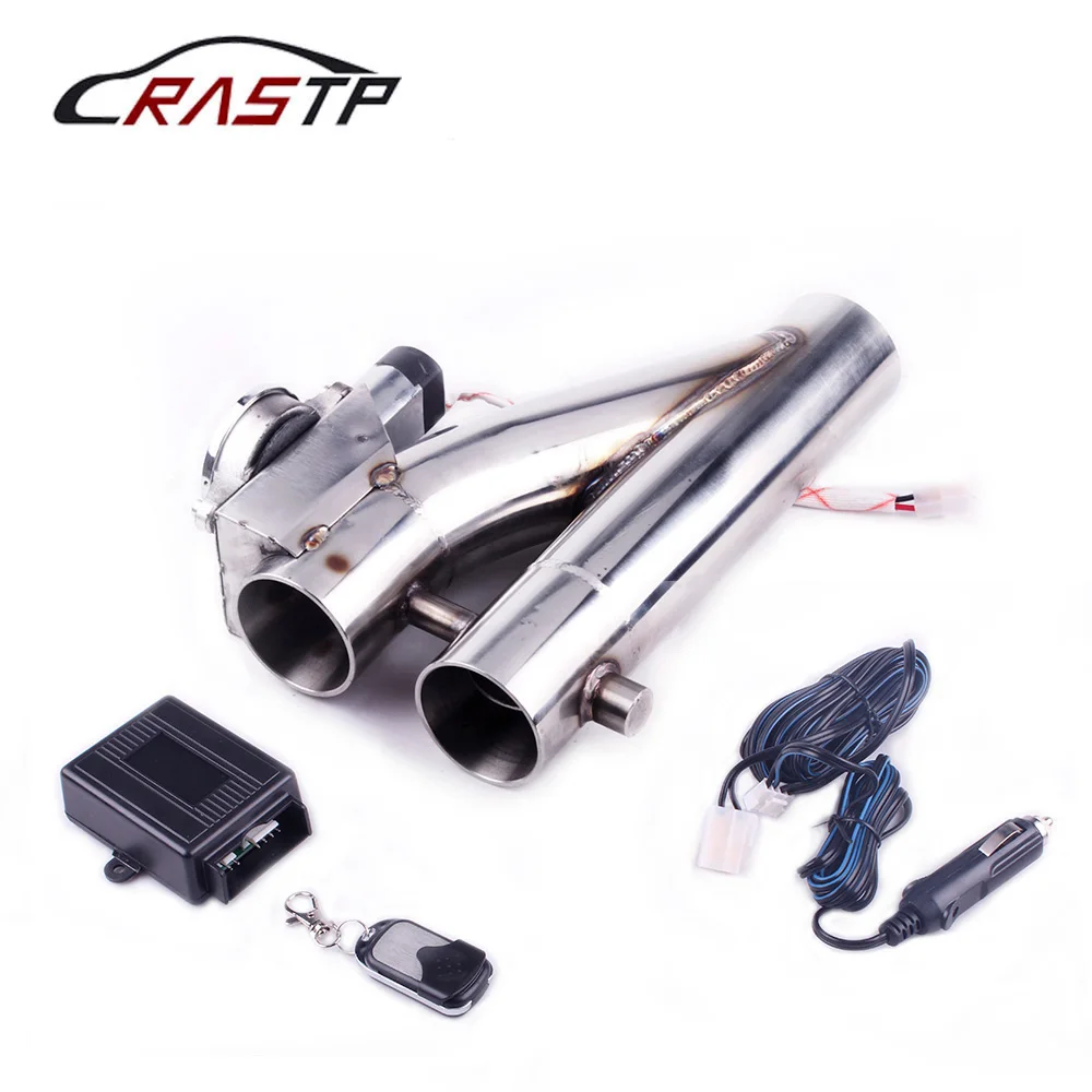 RASTP- Universal Stainless Steel 2.25"/ 2.5" /3.0"Exhaust Dual Valve Electric Catback Downpipe Y-Pipe+Remote Control RS-BOV055