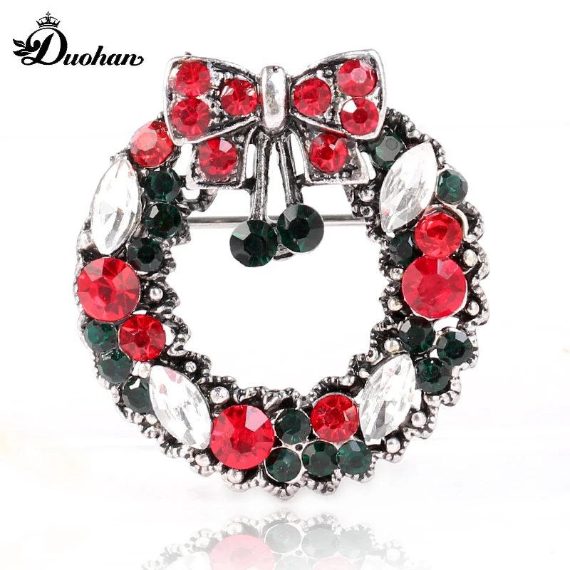 Duohan Brand Exquisite Decorative Christmas Wreath Design Unisex Brooch Pin Vintage Antique Gold/Silver | Украшения и аксессуары