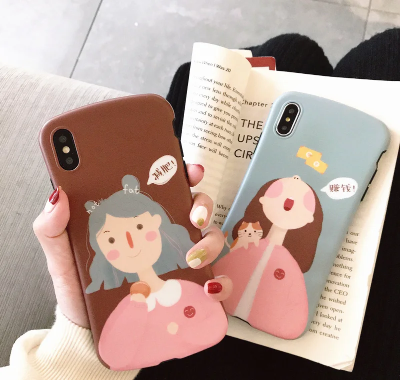 

For Make money cartoon girl illustration 7/8plus Apple X/XR mobile phone shell iphoneXS Max/6s anti-fall soft shell