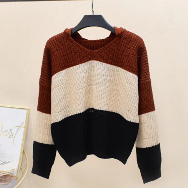 Knitting Sweater And Pullover For Women 2018 Autumn Winter Tricots Tops Mujer Striped Knitwear Jumper Knitted Coat Pull Femme | Женская