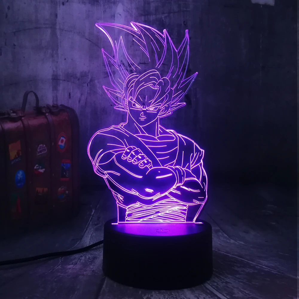Новый Saiyan Son Goku Dragon Ball Kakarotto 3D светодиодный ночсветильник настольная лампа для