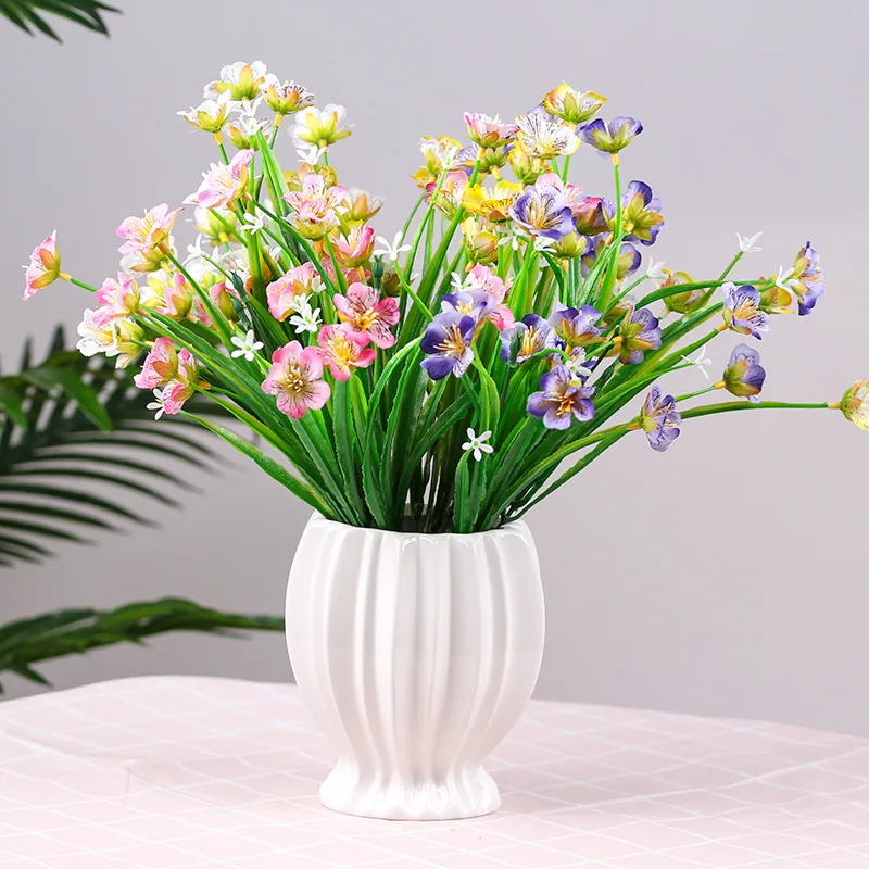 

20 Heads / bouquet Silk Artificial Flowers Butterfly Orchid Home Decoration Living Room Fake Flower Placement Plastic Bouquet