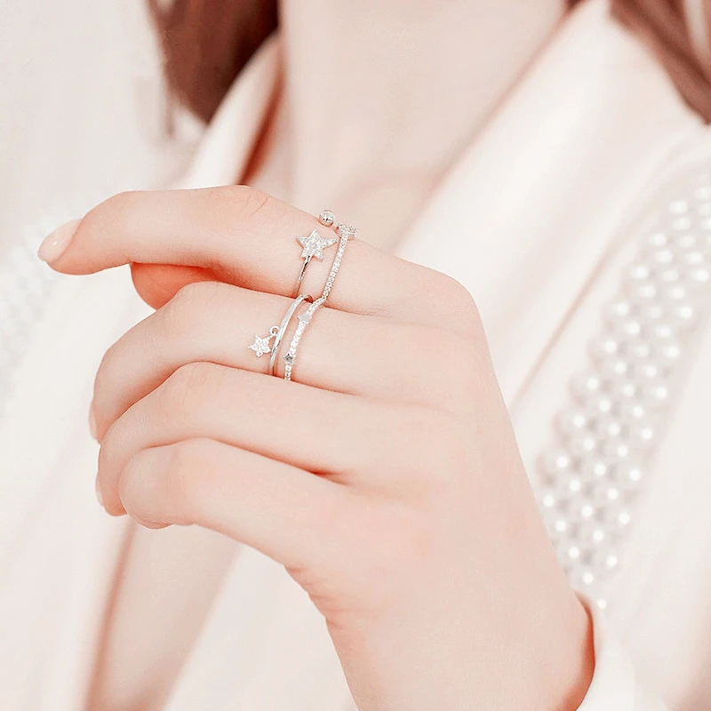 SODROV звезда кольцо из натуральной 925 пробы серебряные открытые обручальные ювелирные изделия для женщин HR046