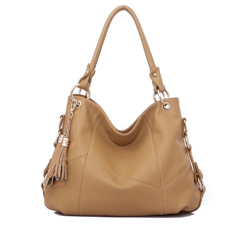 Anslot роскошная женская сумка с кисточками, дизайнерская сумка с верхней ручкой из искусственной кожи, сумки на плечо, Большая вместительная ручная сумка, женская сумка-тоут HPS165 - Цвет: Хаки